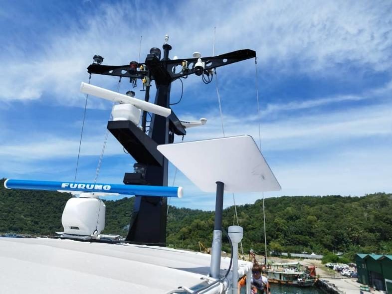 Antenna alongside existing marine equipment
