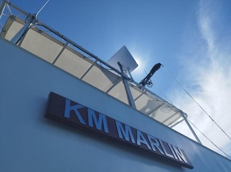 Antenna installed above KM Marlin
